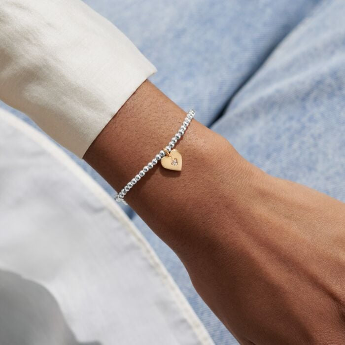 A Little 'Love You With All My Heart' Bracelet in Silver and Gold Plating