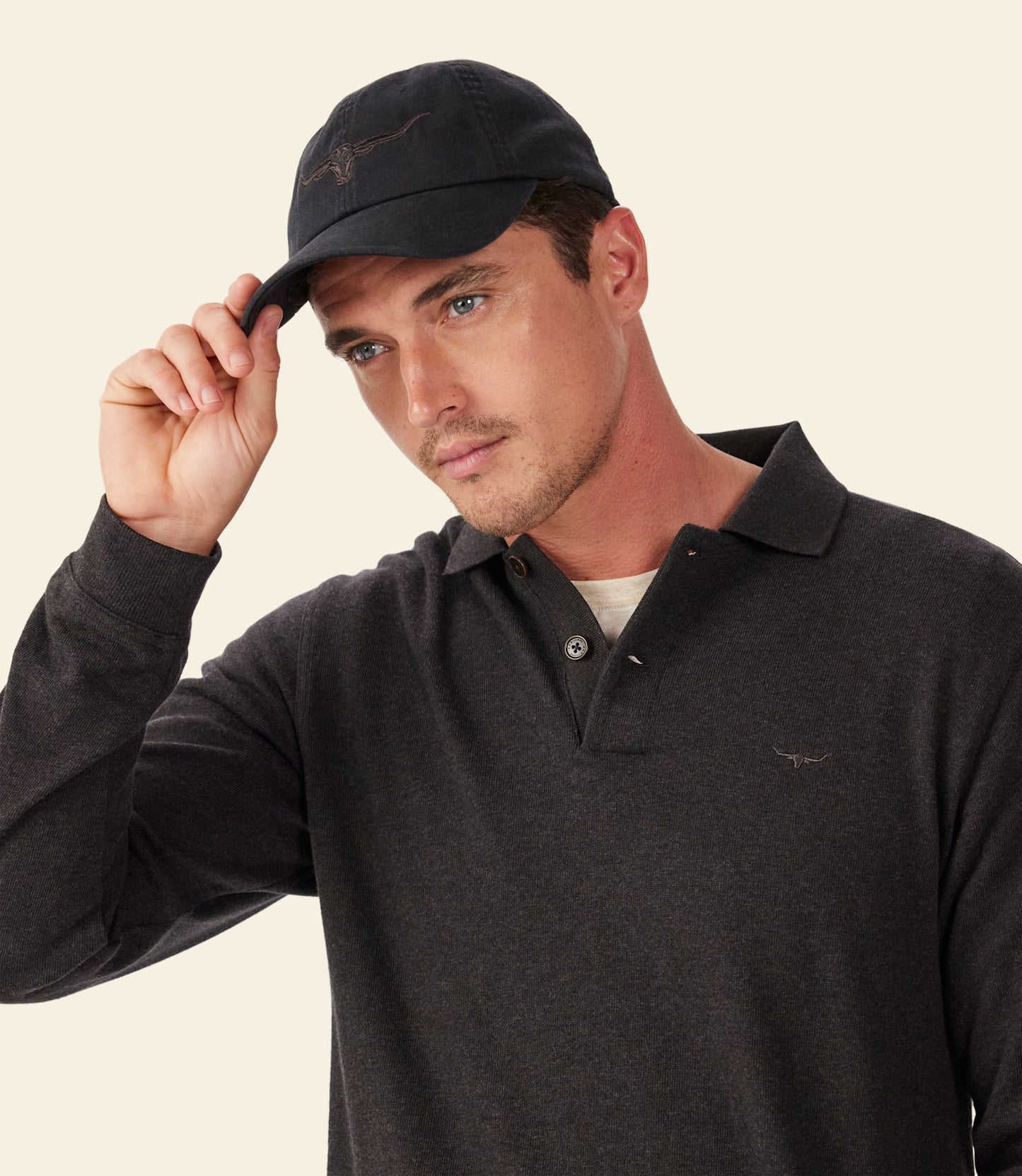 Longhorn Twill Cap Black Wash