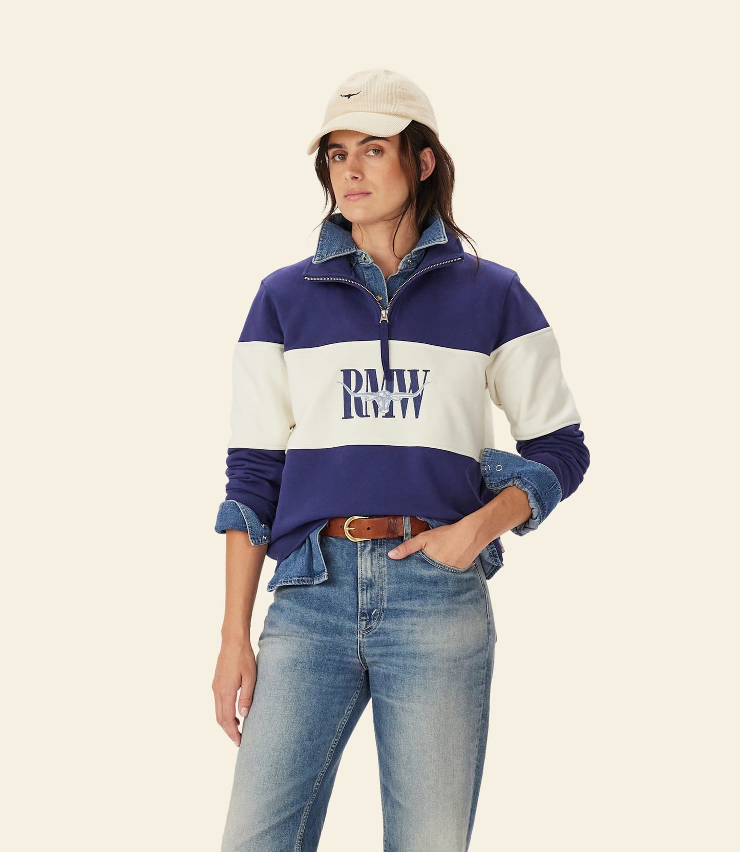 Trickett Panel Sweatshirt French Navy