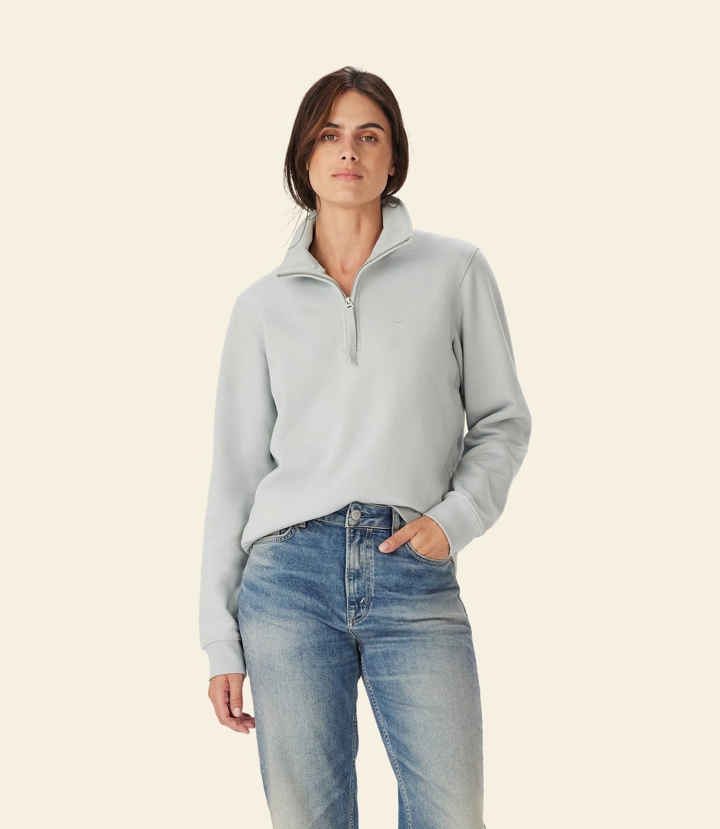 Trickett 1/4 Zip Sweatshirt Salt