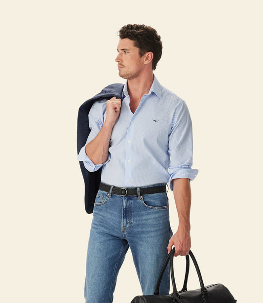 Sommers Poplin Stripe Shirt White/Blue