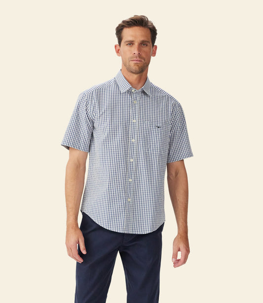 Augusta Poplin  Shirt White/Blue
