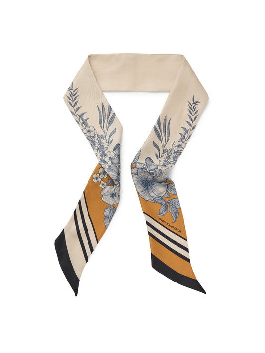 Mannington Off White, Navy, Orange Scarf