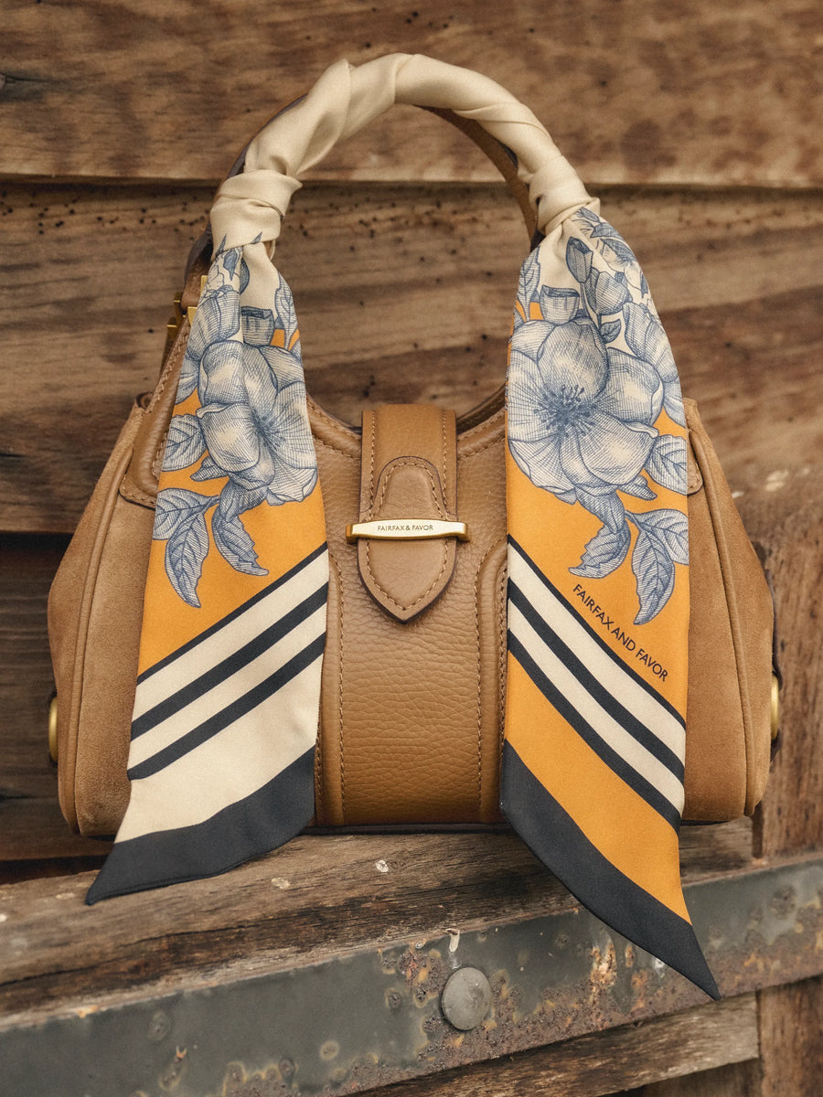 Mannington Off White, Navy, Orange Scarf