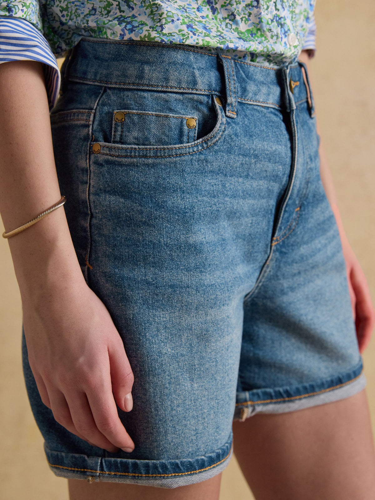 Mid Indigo Blue Denim Shorts