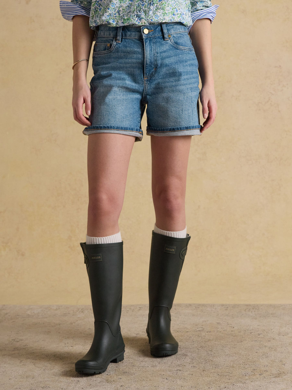 Mid Indigo Blue Denim Shorts
