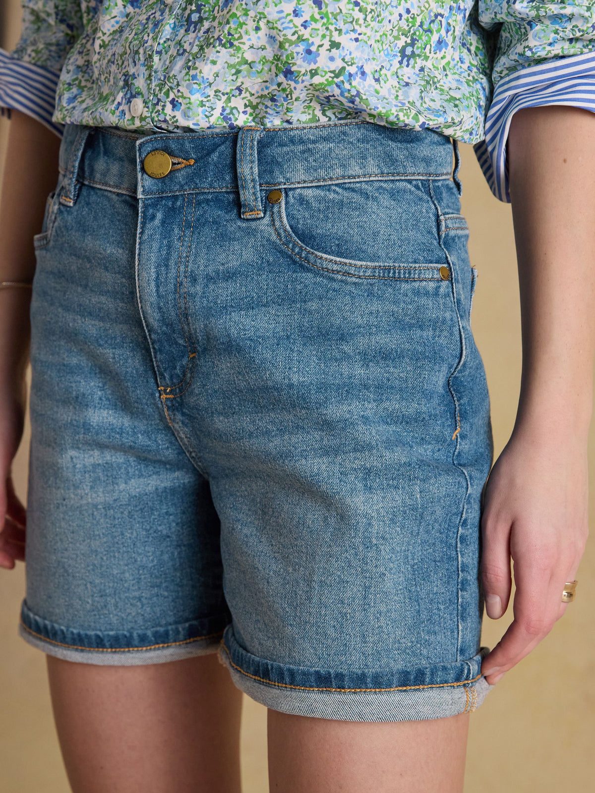 Mid Indigo Blue Denim Shorts