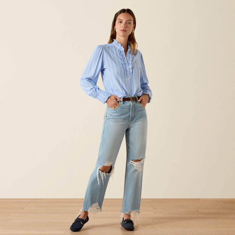 Cricklade Blouse Pacific Blue Stripe