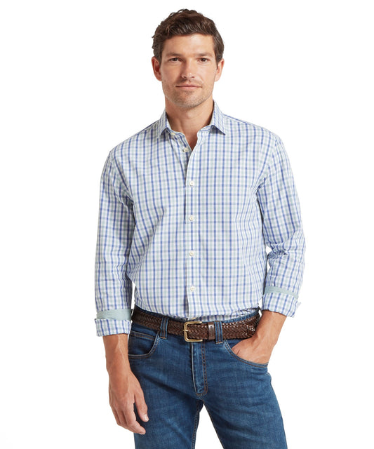 Hebden Tailored Shirt Mist Blue/Vintage Indigo Che