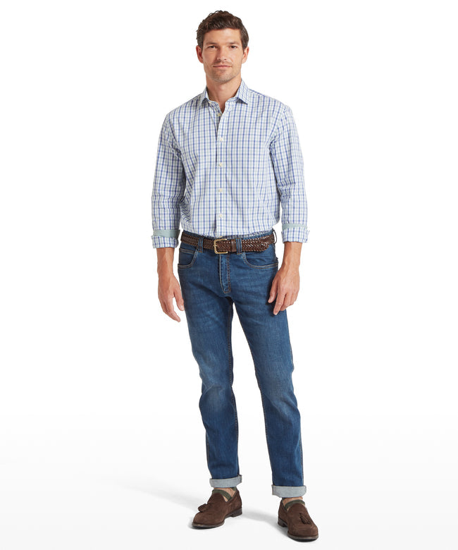 Hebden Tailored Shirt Mist Blue/Vintage Indigo Che