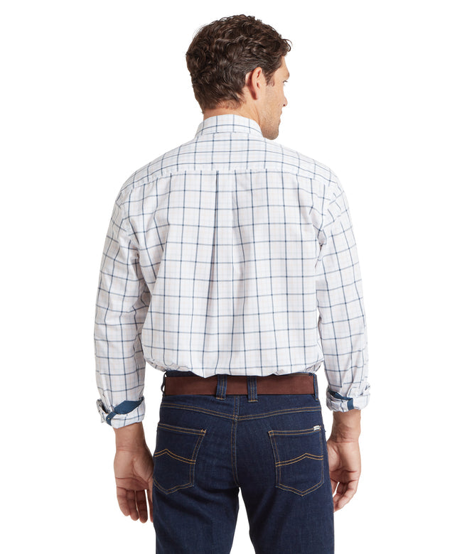 Holkham Classic Shirt Deep Ocean Blue/Coral Peach