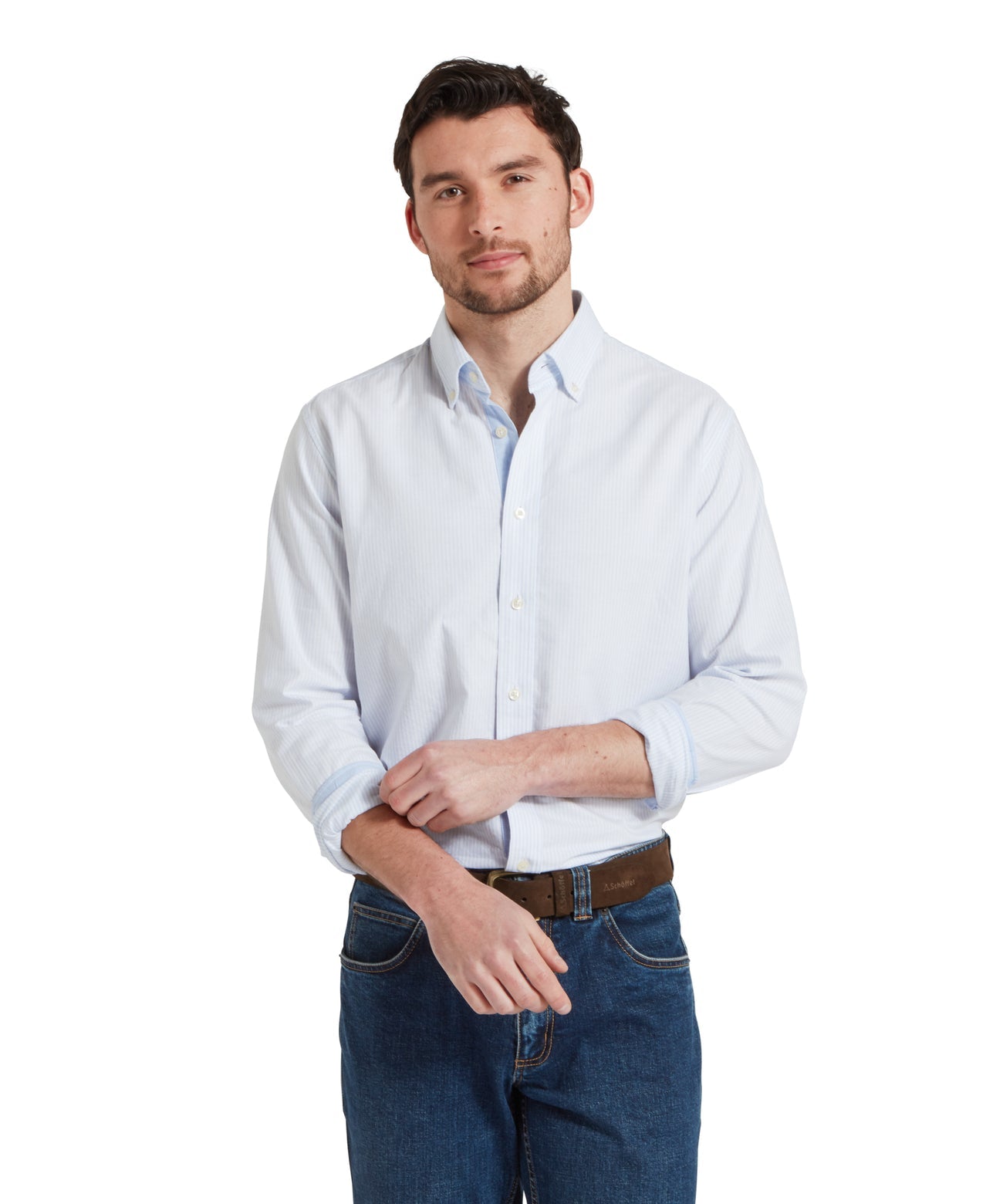 Holt Soft Oxford Tailored Shirt Pale Blue Stripe