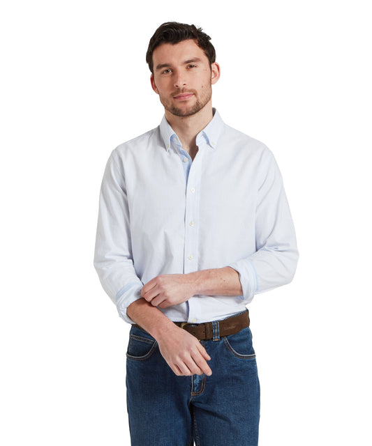 Holt Soft Oxford Tailored Shirt Pale Blue Stripe