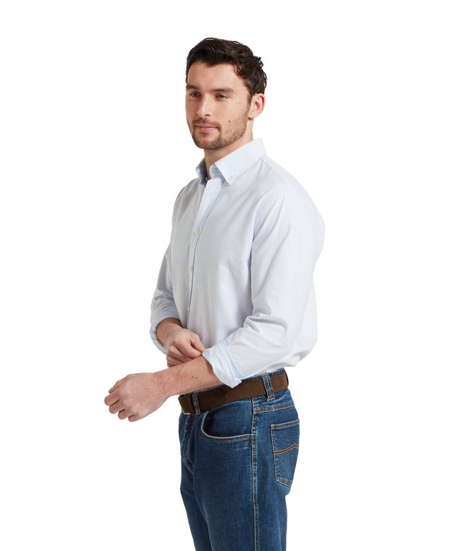 Holt Soft Oxford Tailored Shirt Pale Blue Stripe