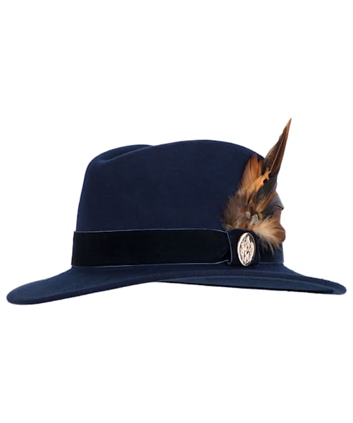 The Chelsworth Fedora in Navy (Bronze Luxe Feather)