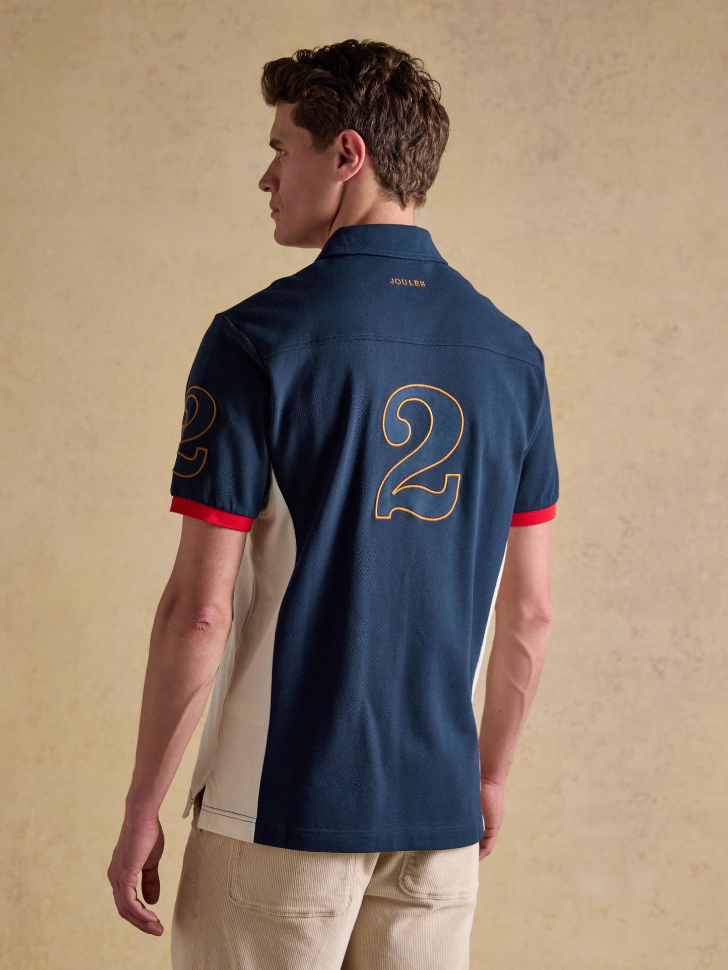 Red/Navy/White Embellished Cotton Pique Polo Shirt