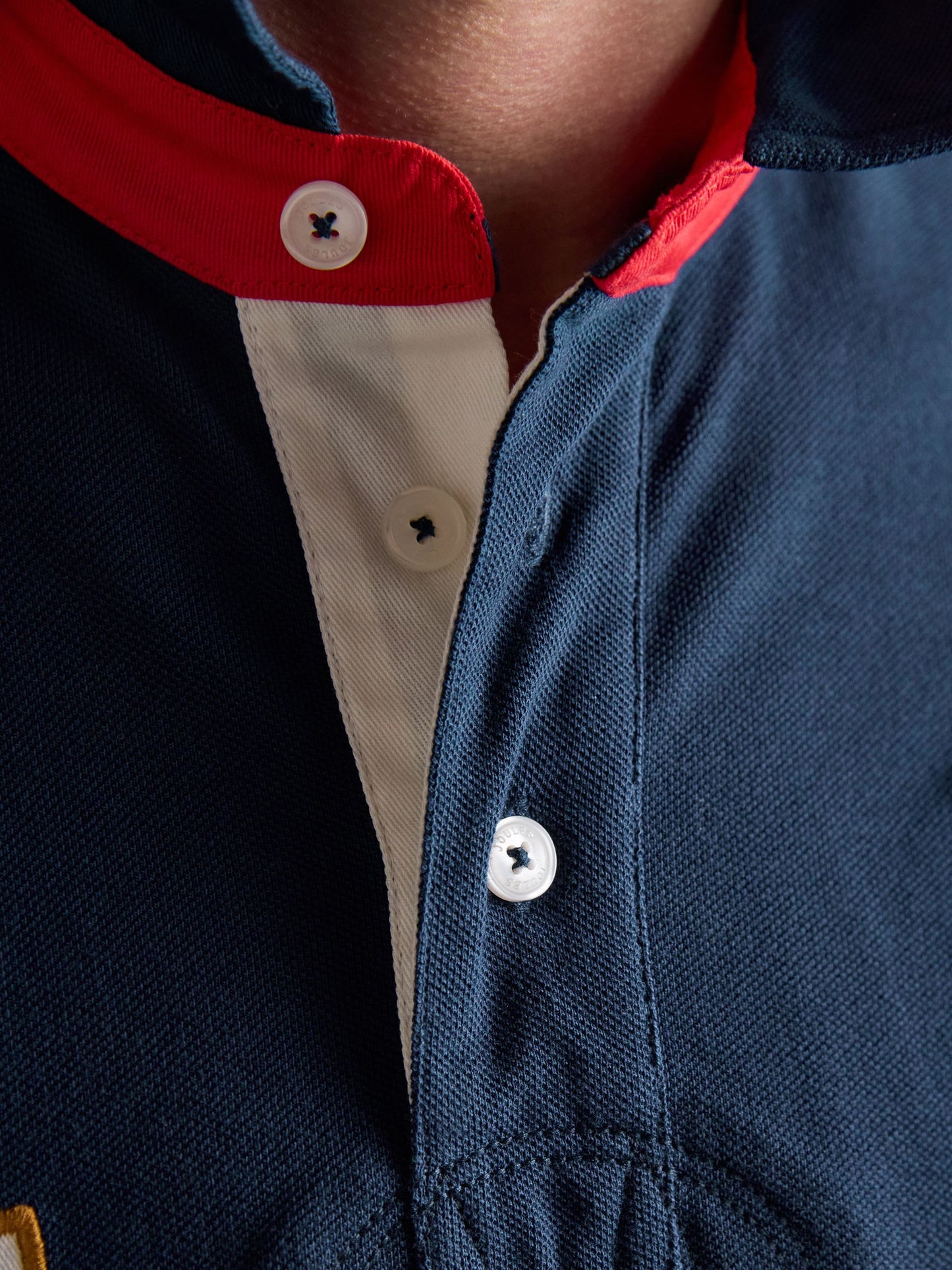 Red/Navy/White Embellished Cotton Pique Polo Shirt