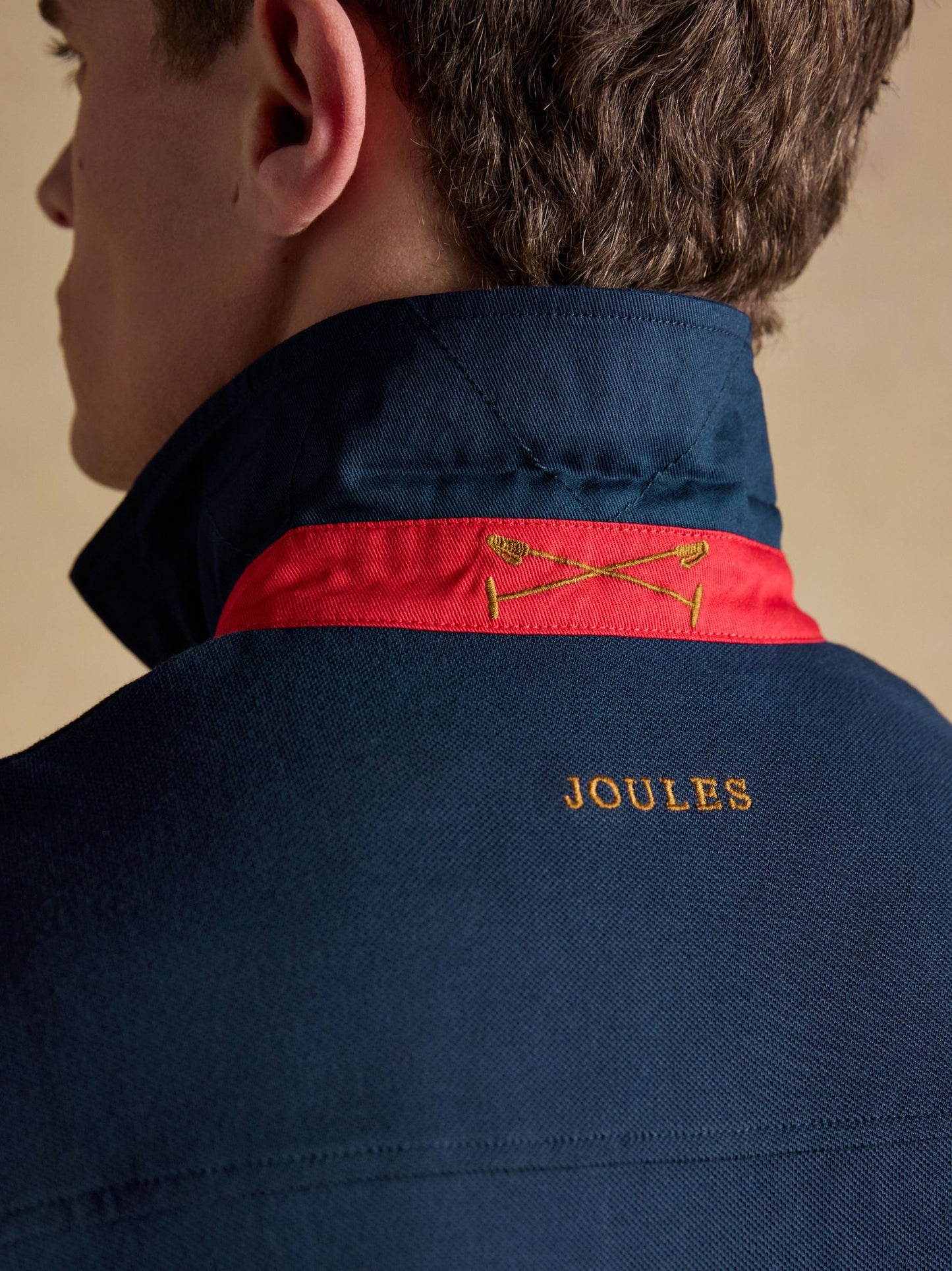 Red/Navy/White Embellished Cotton Pique Polo Shirt