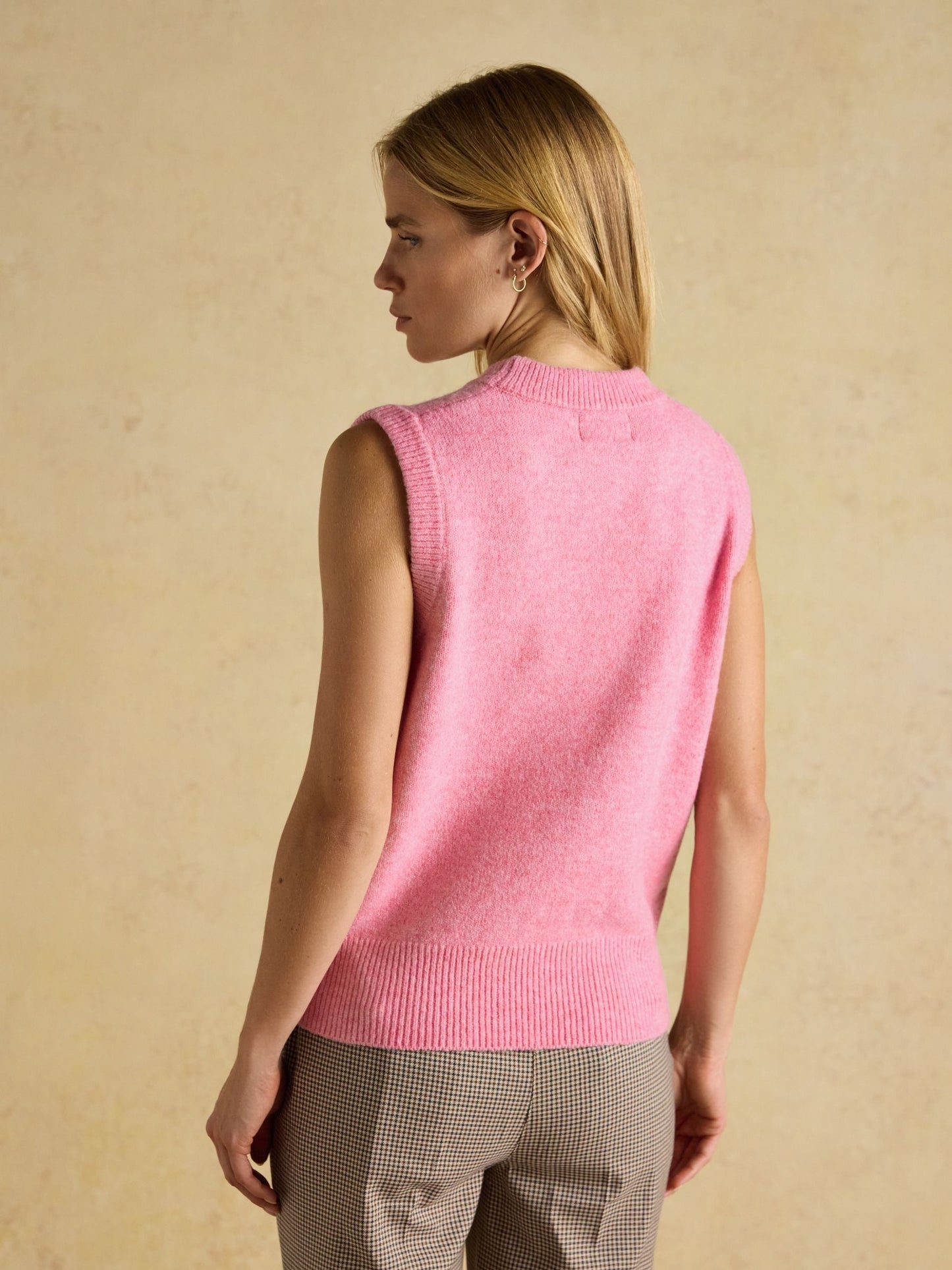 Holly Bright Pink Knitted Crew Neck Vest