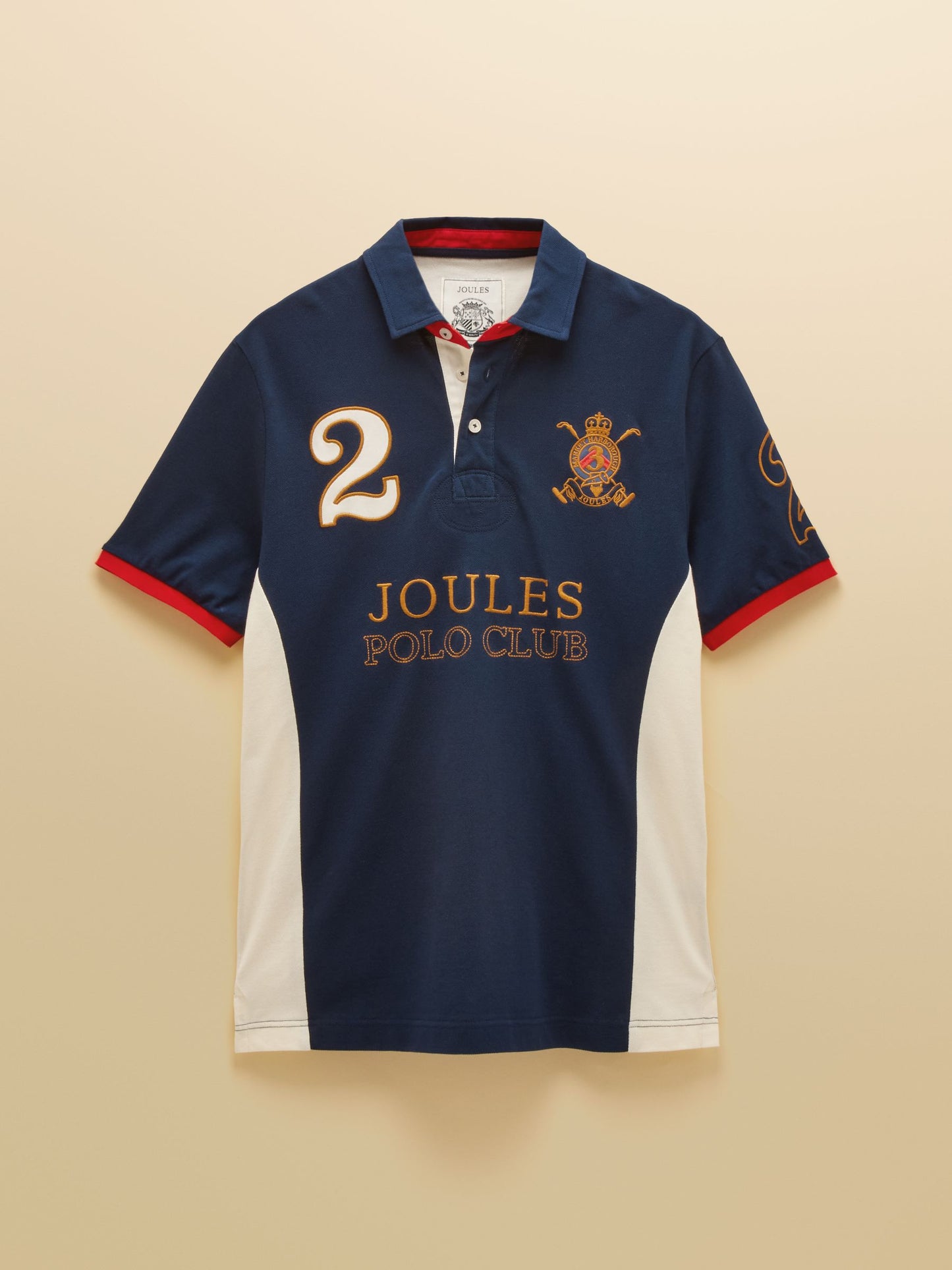 Red/Navy/White Embellished Cotton Pique Polo Shirt