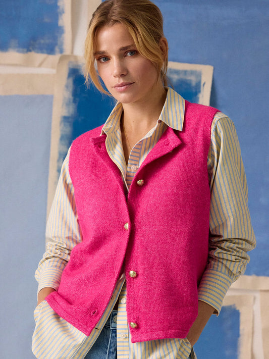 Holly Pink Fushsia Button Through Knitted Vest