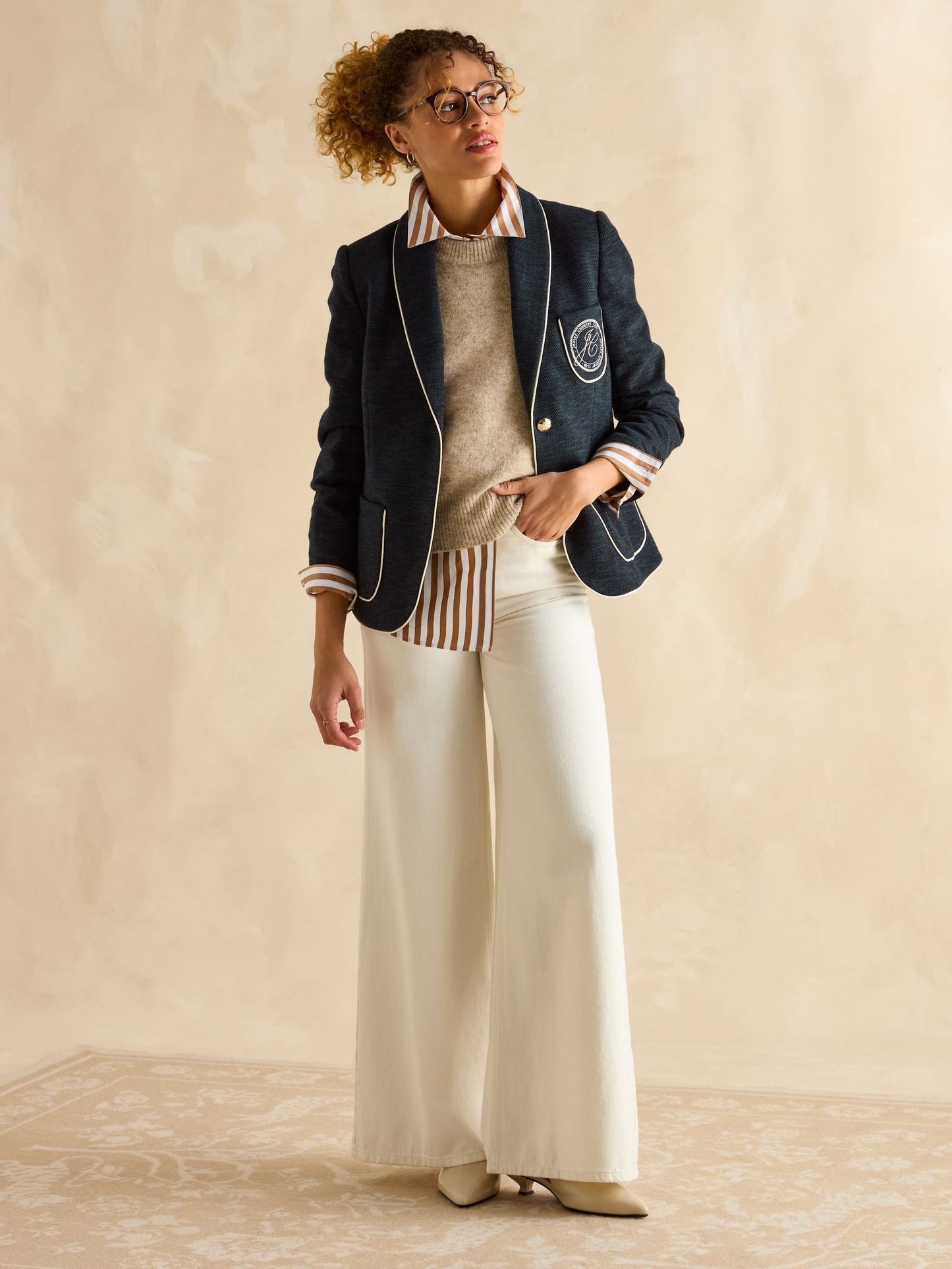 Hartley Navy Shawl Collar Blazer