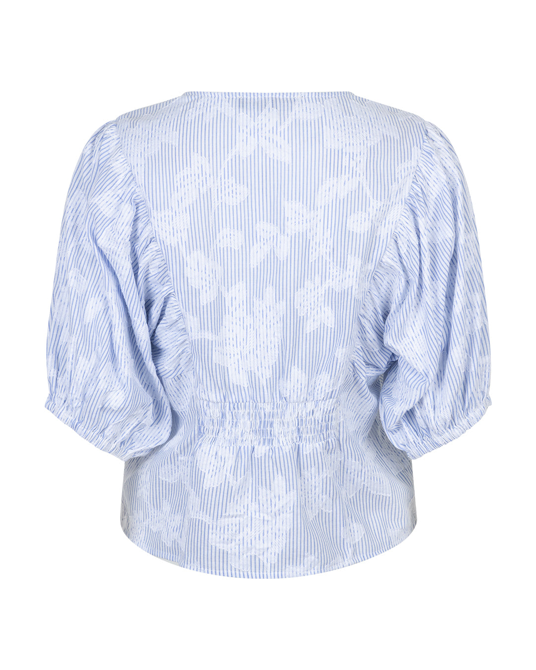 Blouse Ballonsleeve Stripe & Flower Blue