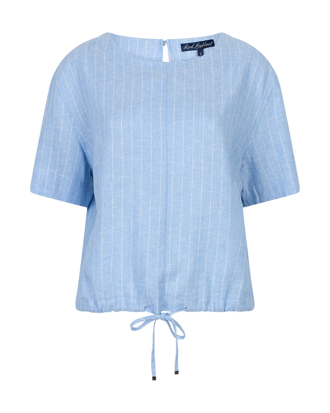 Skyler Linen Pinstripe Top Light Blue