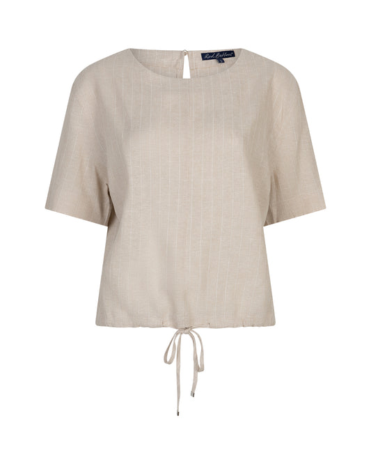Skyler Linen Pinstripe Top Pebble