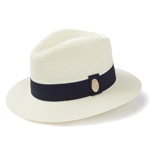 The Orford Fedora Cream with Navy Ribbon