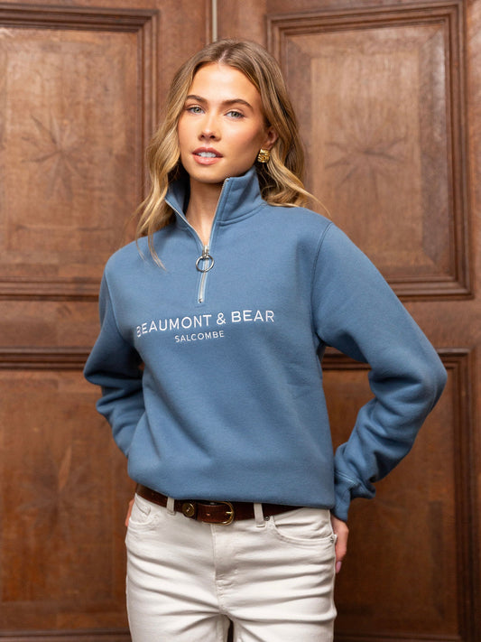 Kingswear Unisex Quarter Zip Vintage Blue