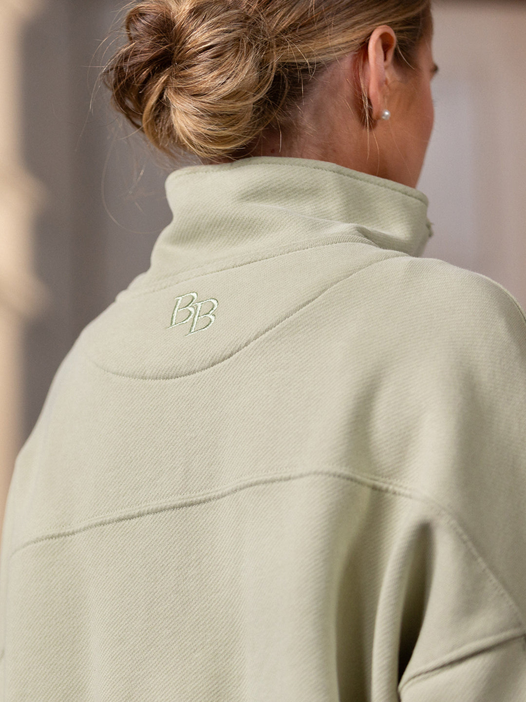 Landscove Womens Pocketed Quater Zip Moss Green