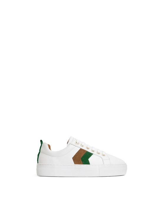 Stockists Exclusive Platform Trainers Clover Green & Tan