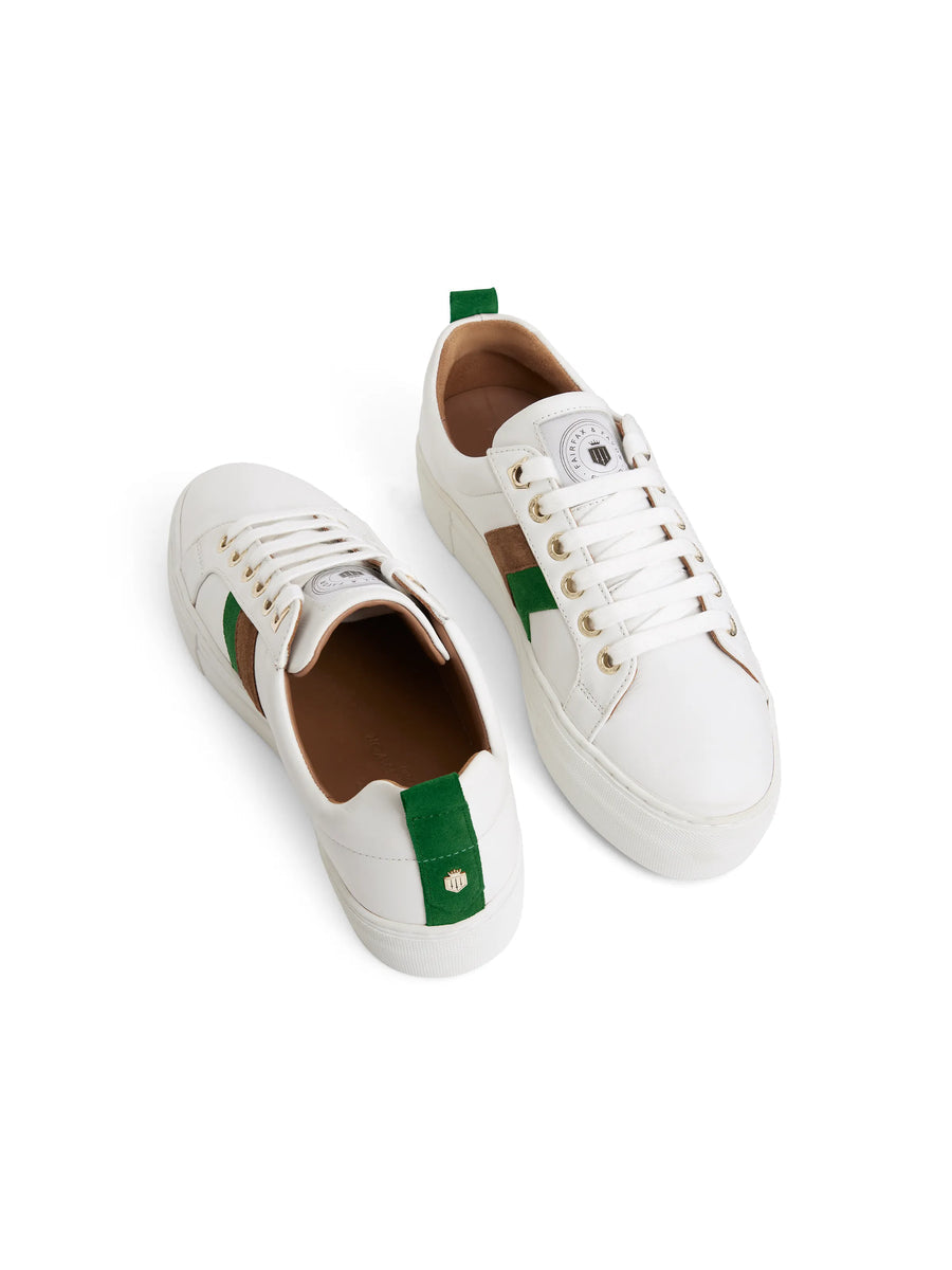 Stockists Exclusive Platform Trainers Clover Green & Tan
