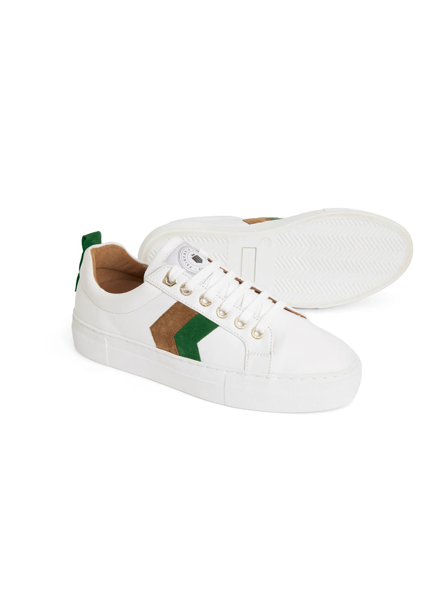 Stockists Exclusive Platform Trainers Clover Green & Tan