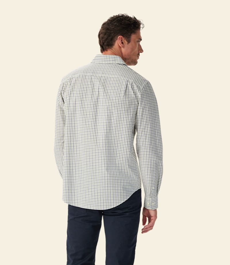 Newland Poplin Check Shirt Moss