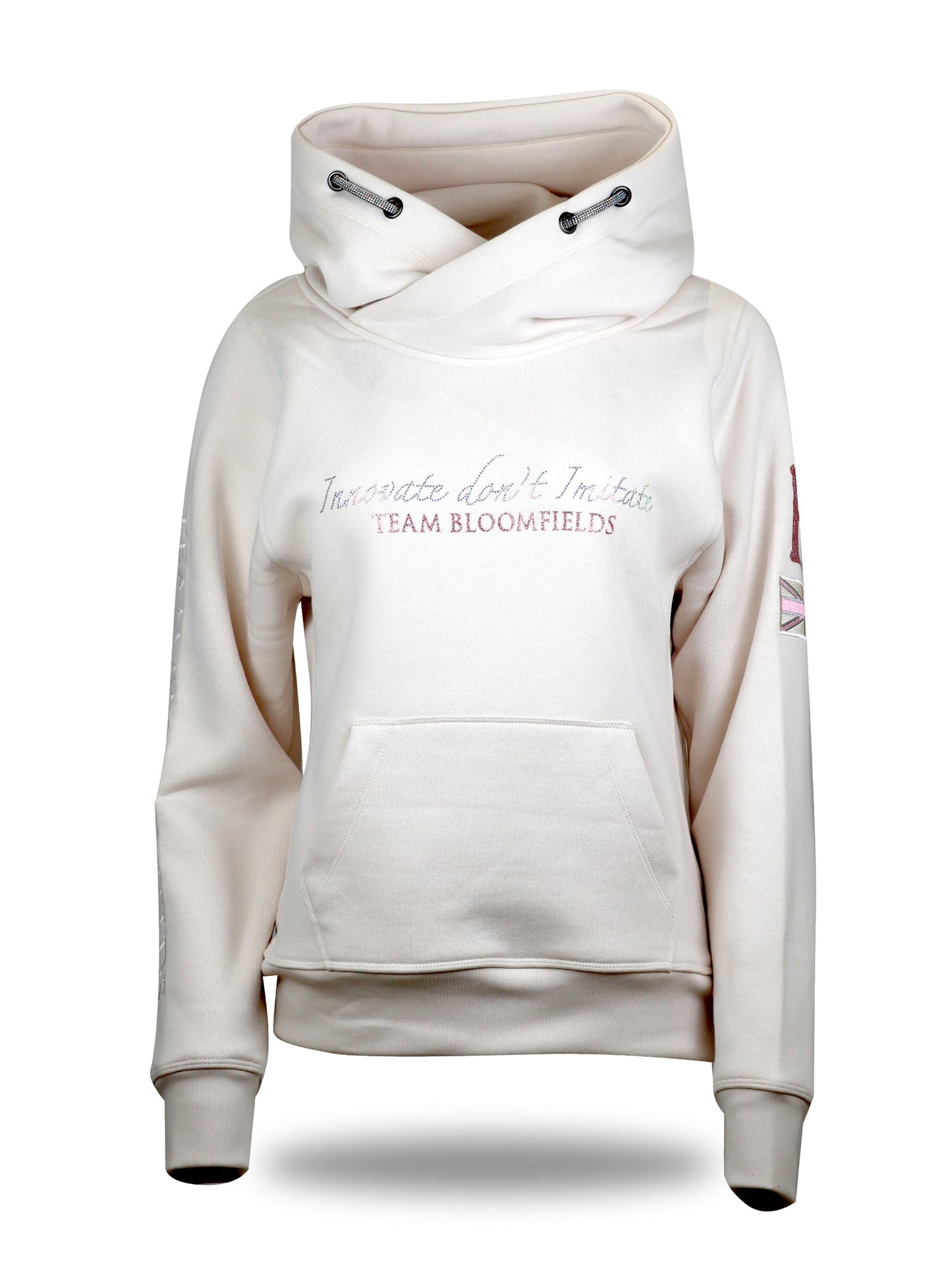Amelia Winter White with Rhinestones Cross Neck Hoodie