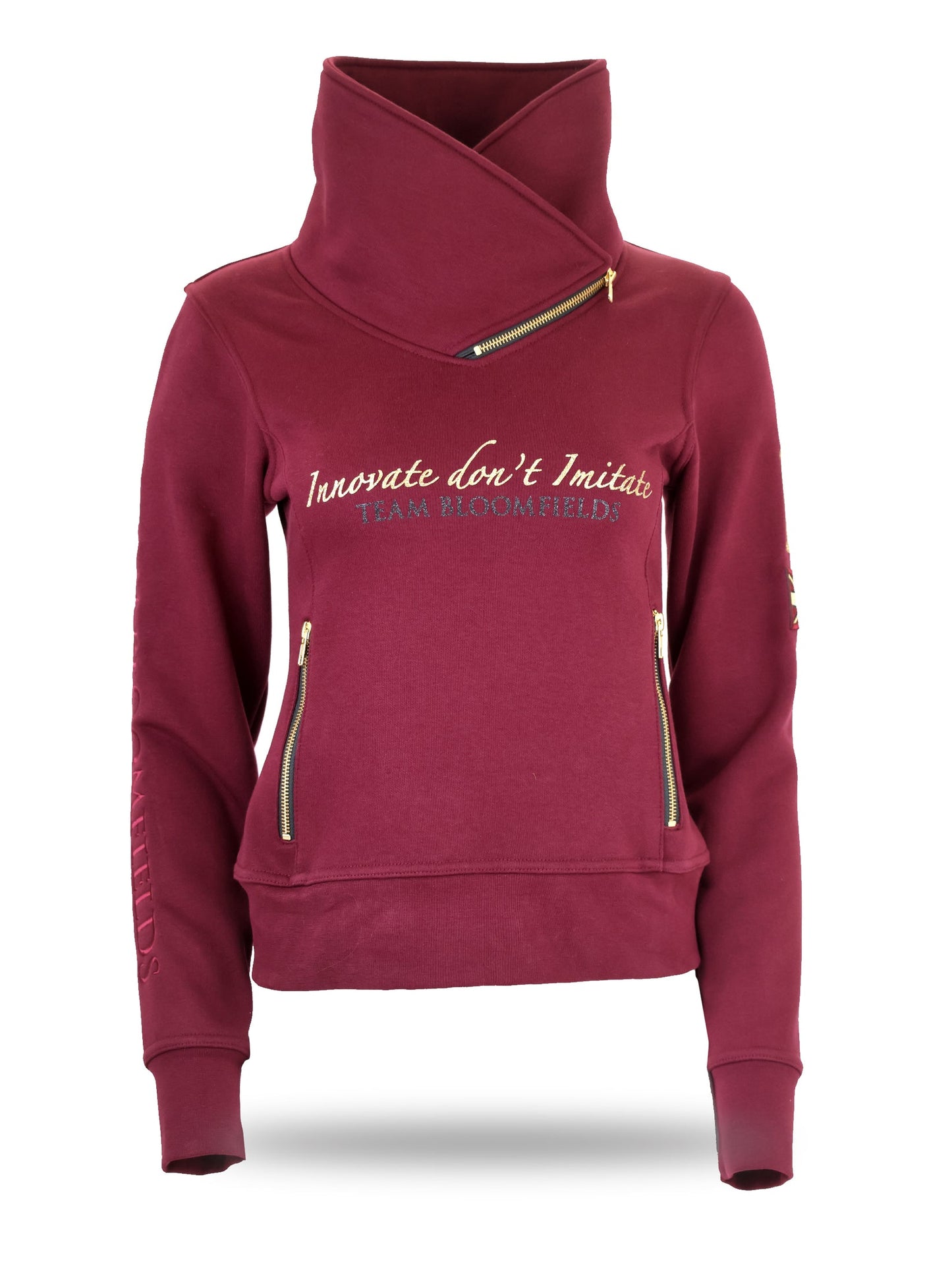 Eleanor High Collar Pullover Burgandy & Gold
