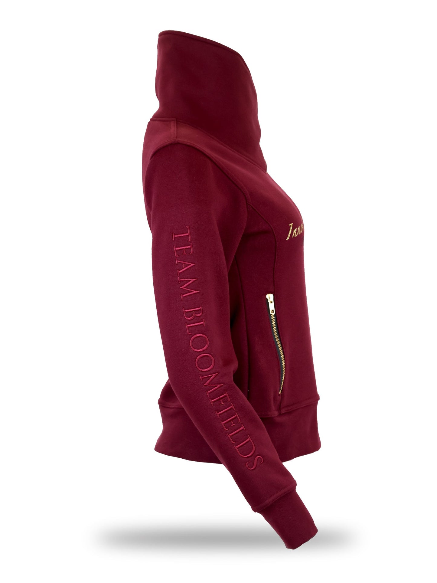 Eleanor High Collar Pullover Burgandy & Gold