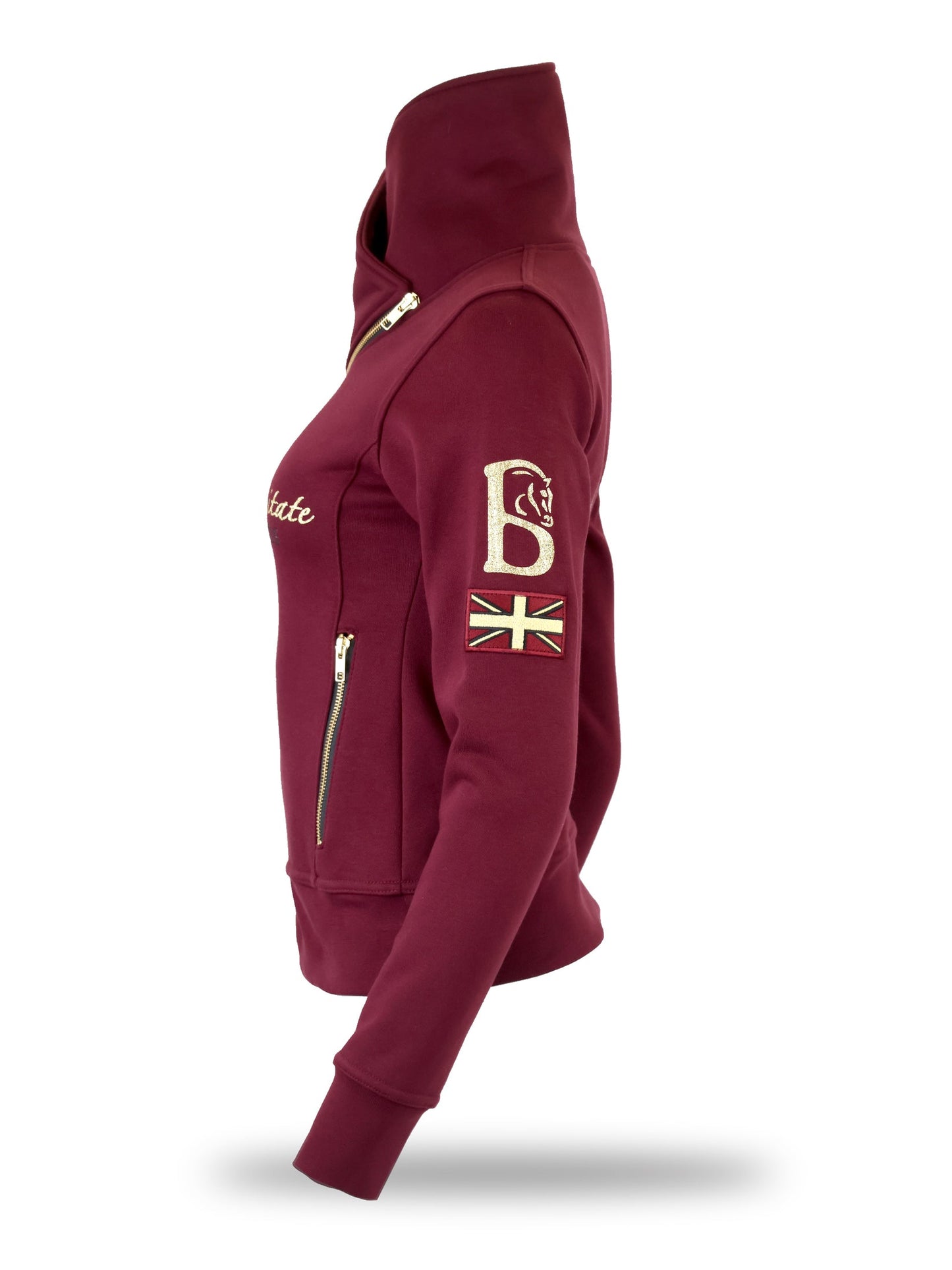 Eleanor High Collar Pullover Burgandy & Gold