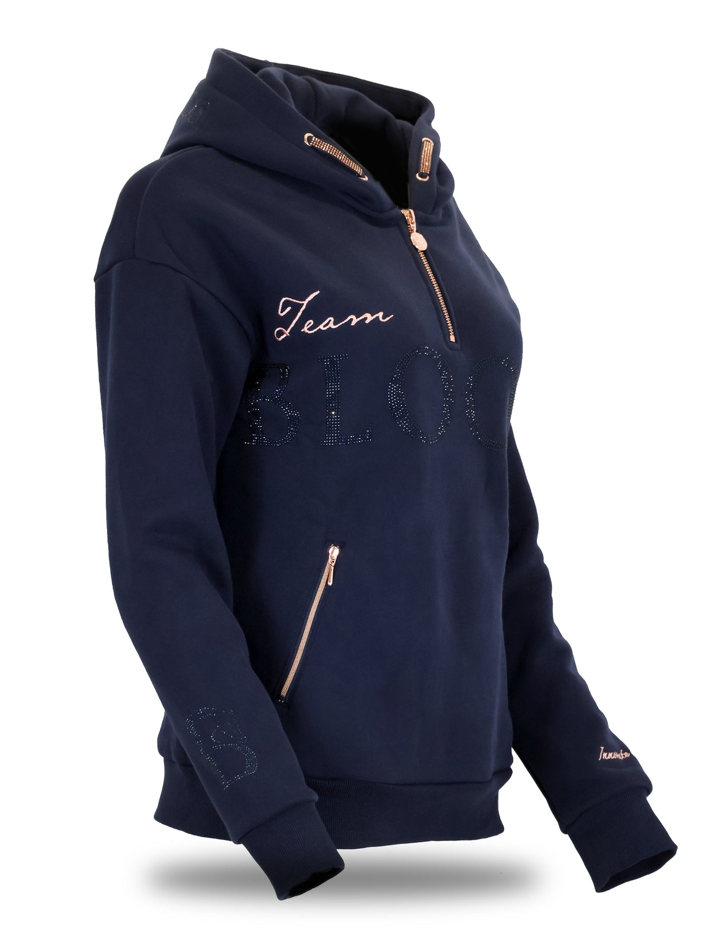 Luna Rhinestone Logo Hoodie Navy