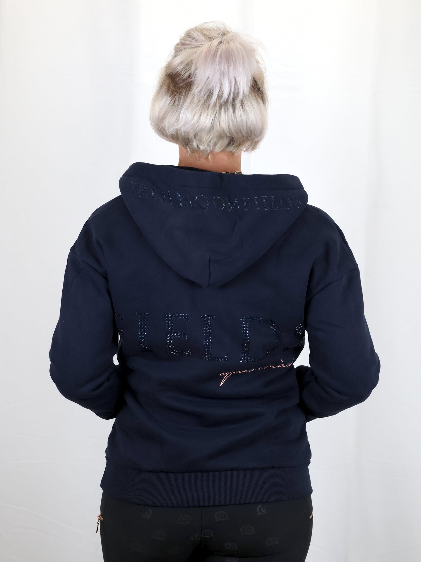 Luna Rhinestone Logo Hoodie Navy