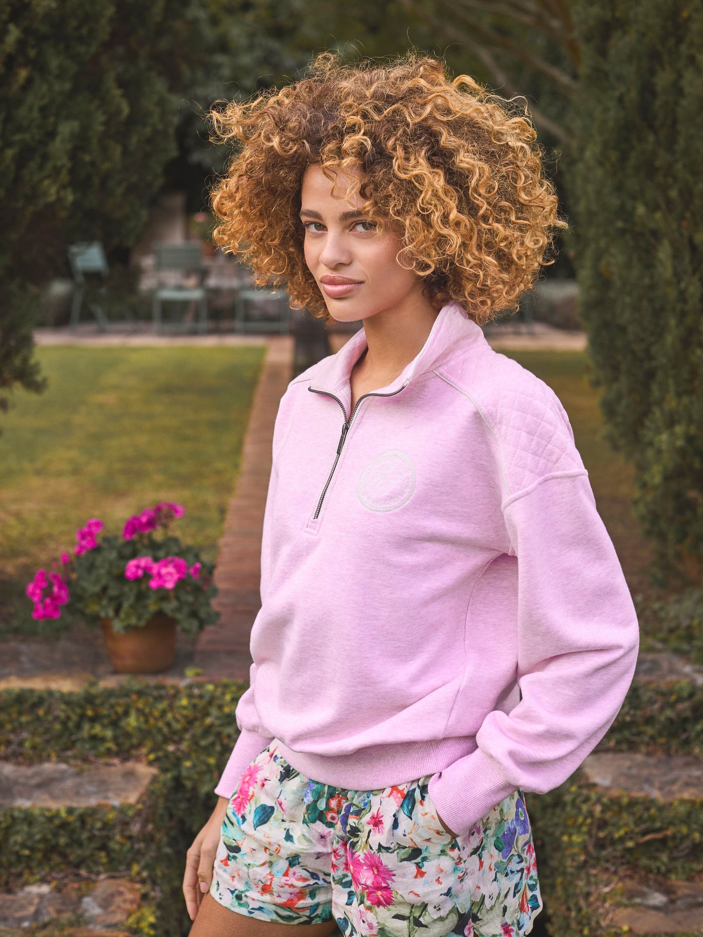Racquet Pink Half Zip Sweatshirt