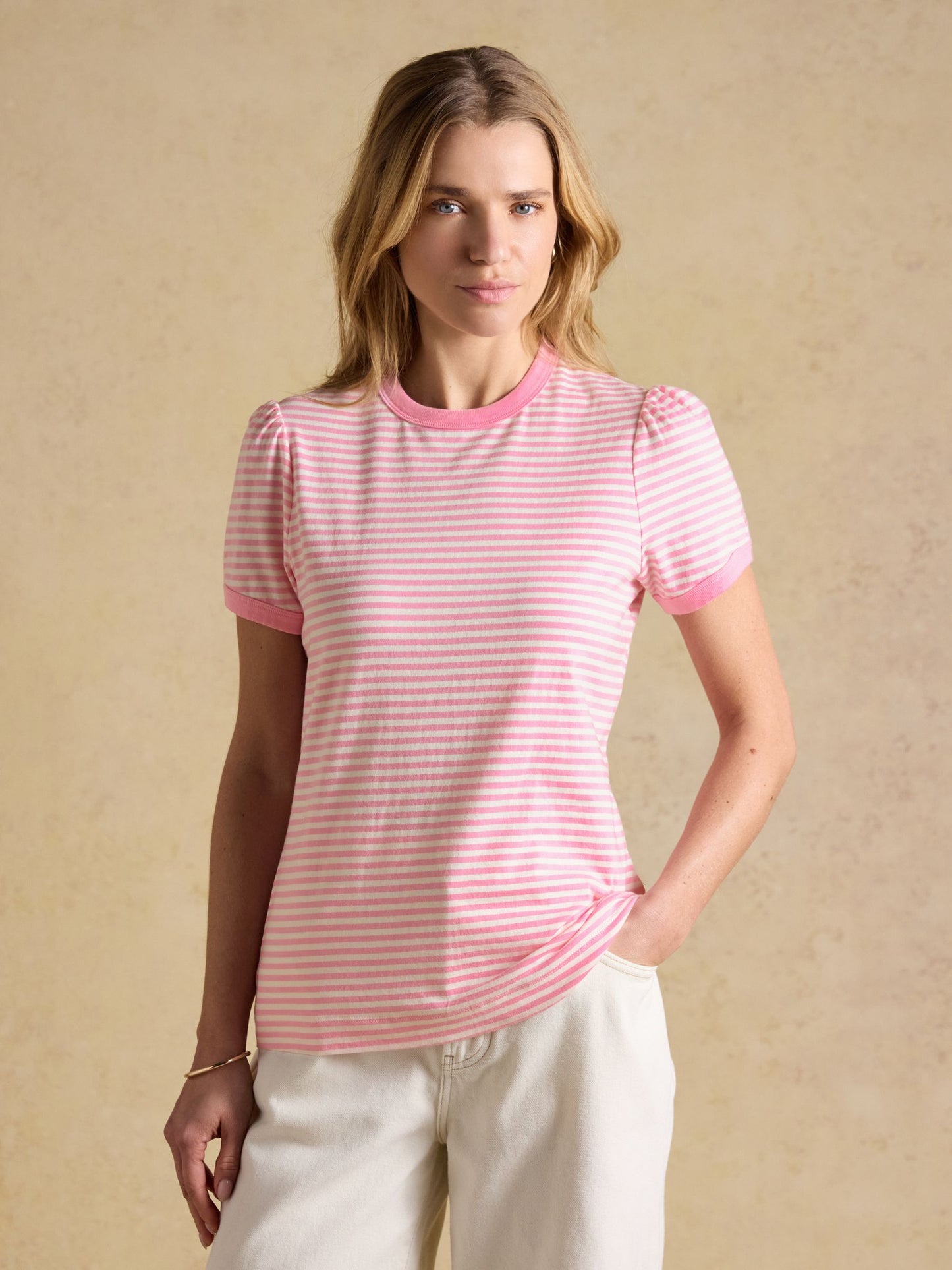 Erin Pink Stripe Short Sleeve Jersey T-Shirt