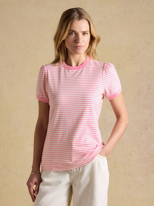 Erin Pink Stripe Short Sleeve Jersey T-Shirt