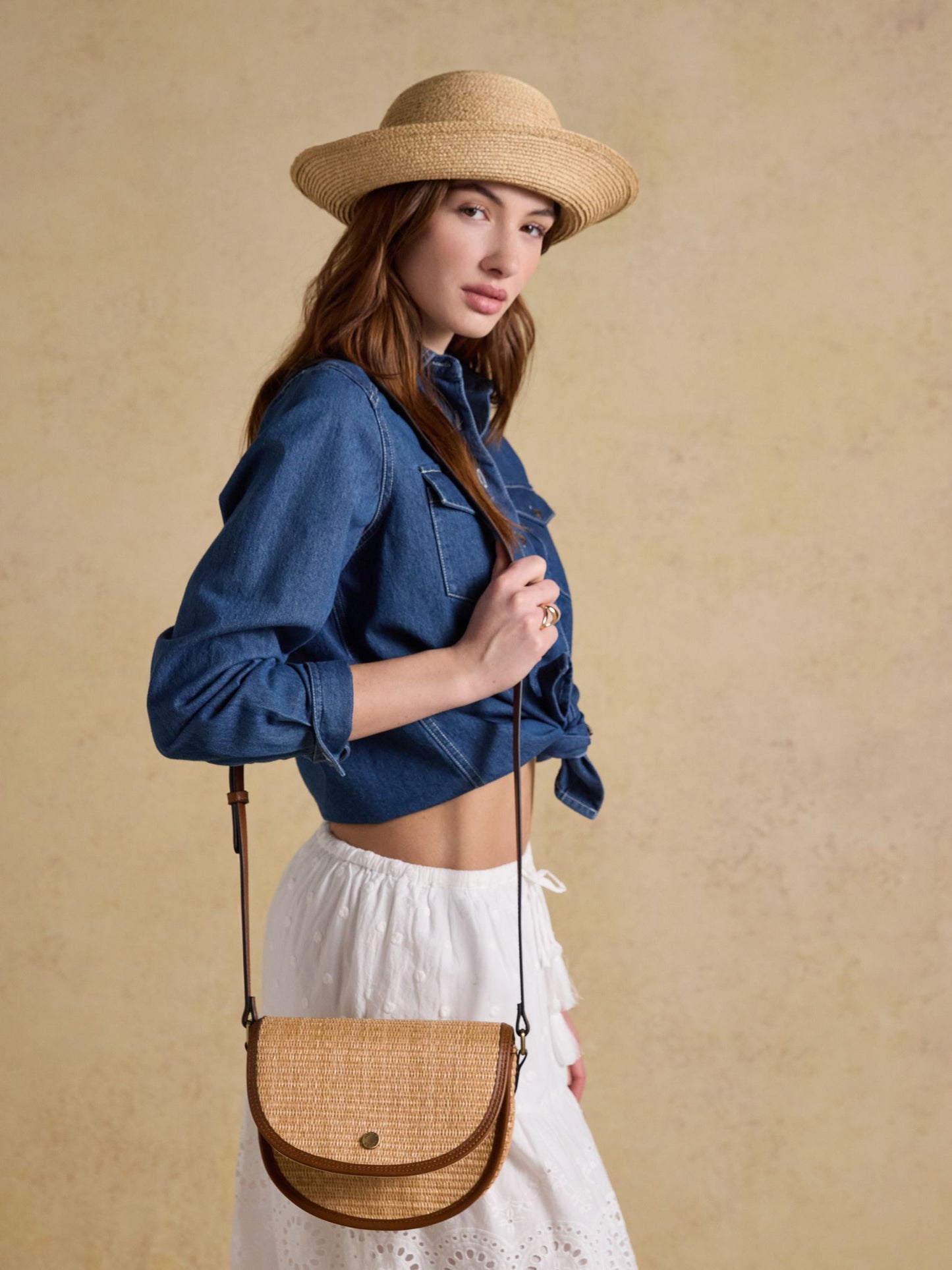 Daphne Neutral Straw Bag