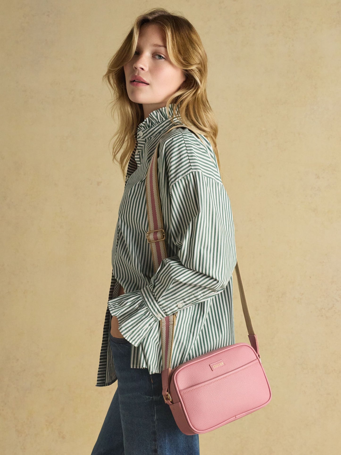 Trent Pink Cross Body Bag with Adjustable Thick Strap