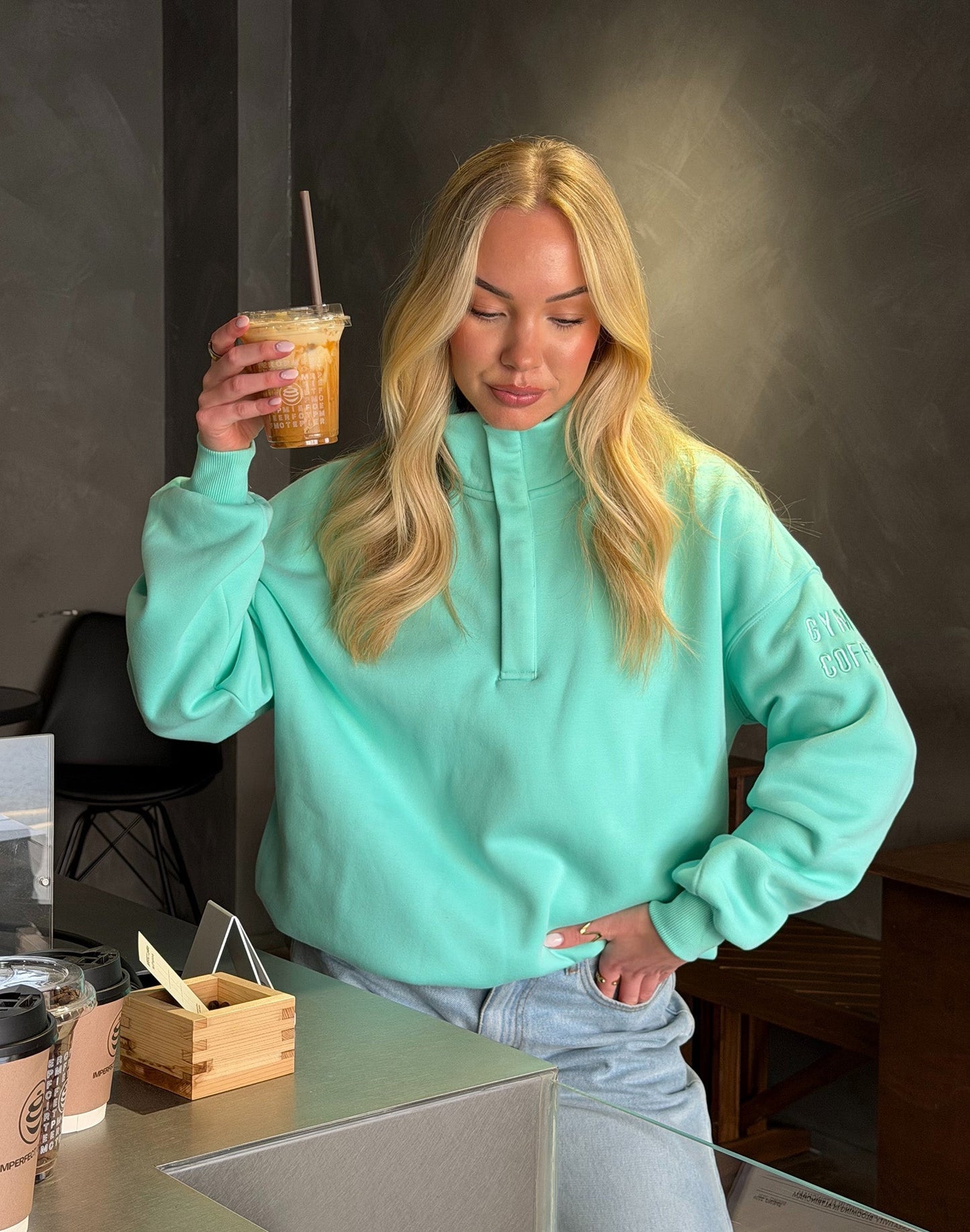 Snap Collar Sierra Sweatshirt Peppermint