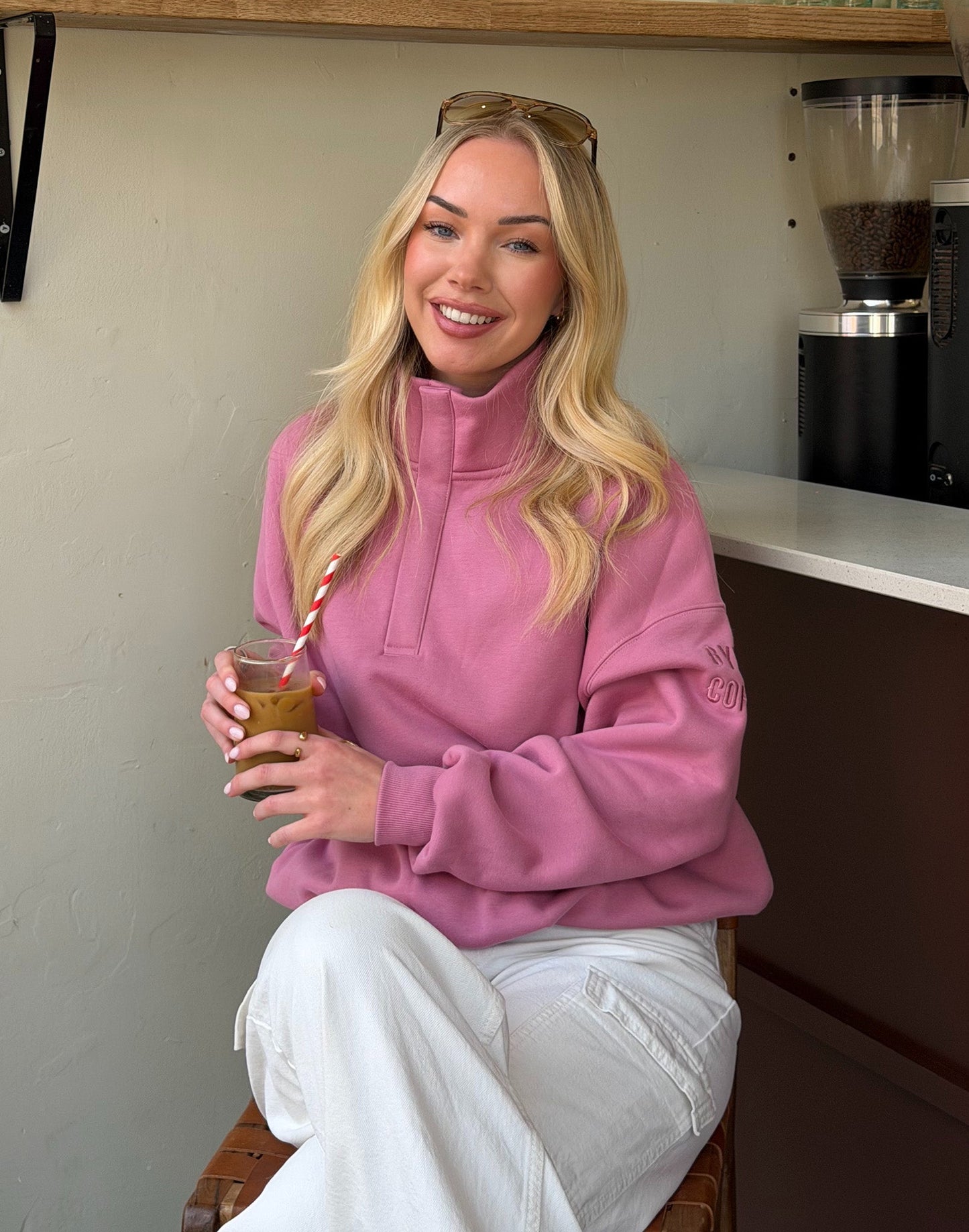 Snap Collar Sierra Sweatshirt Pink Velvet