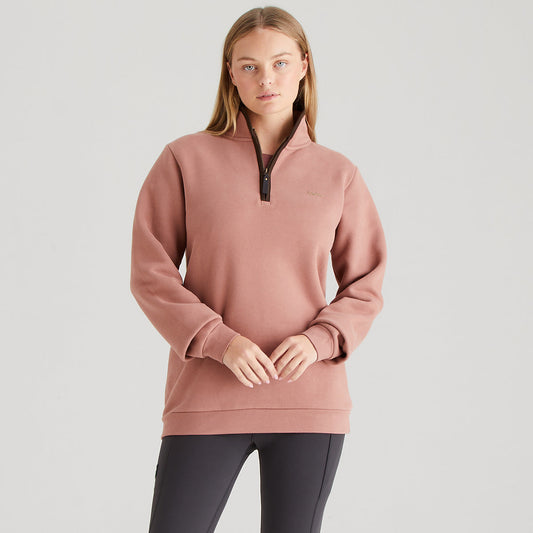 Brancaster 1/4 Zip Top Dusky Pink
